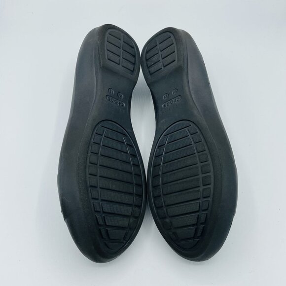 Crocs Shoes Womens Size 11 Black Slip On Comfort Flats Ballet Link Chain Heels - Picture 9 of 12